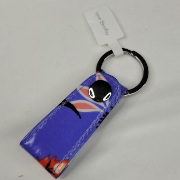 NEW VERA BRADLEY Mural Garden purple red loop snap key ring Keychain NWT - Picture 2 of 4